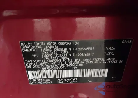 2018 Toyota Rav4 Le из США, поврежденный, VIN JTMBFREV0JD251319